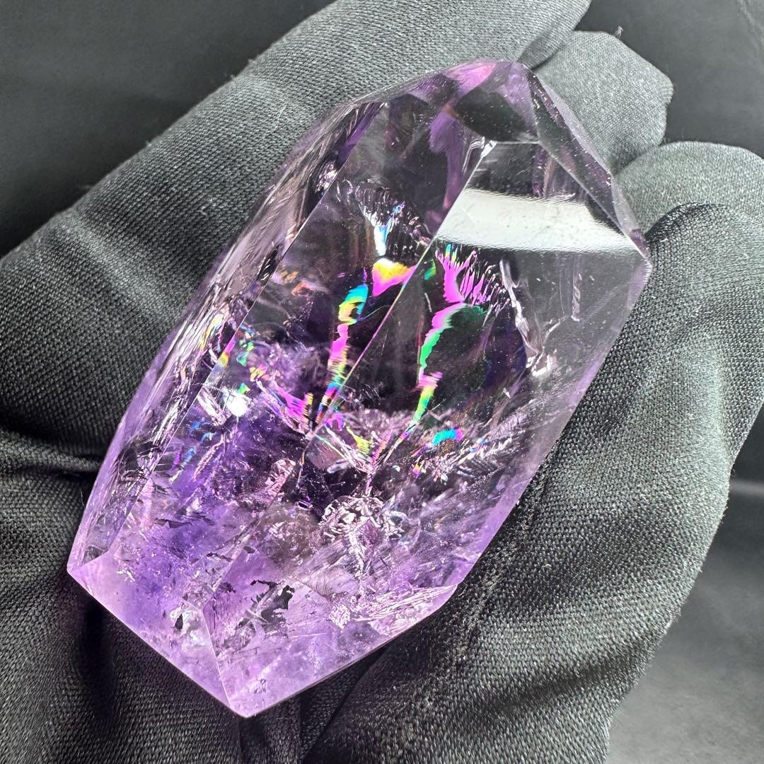 絶品❗️虹入り水晶 ✴︎アイリスクォーツ アメジストフリーフォーム天然石A1079
