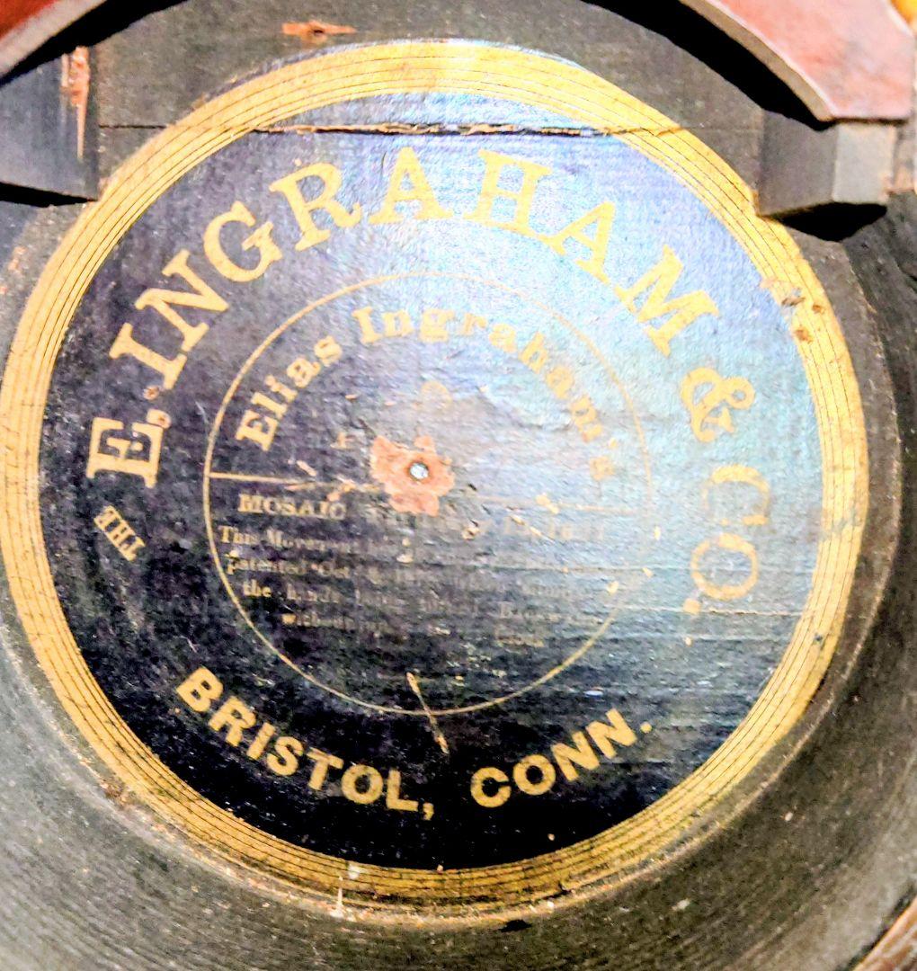 〈完動美品〉米国E.INGRAHAM　金箔押本四ツ丸達磨型ゼンマイ振り子掛け時計