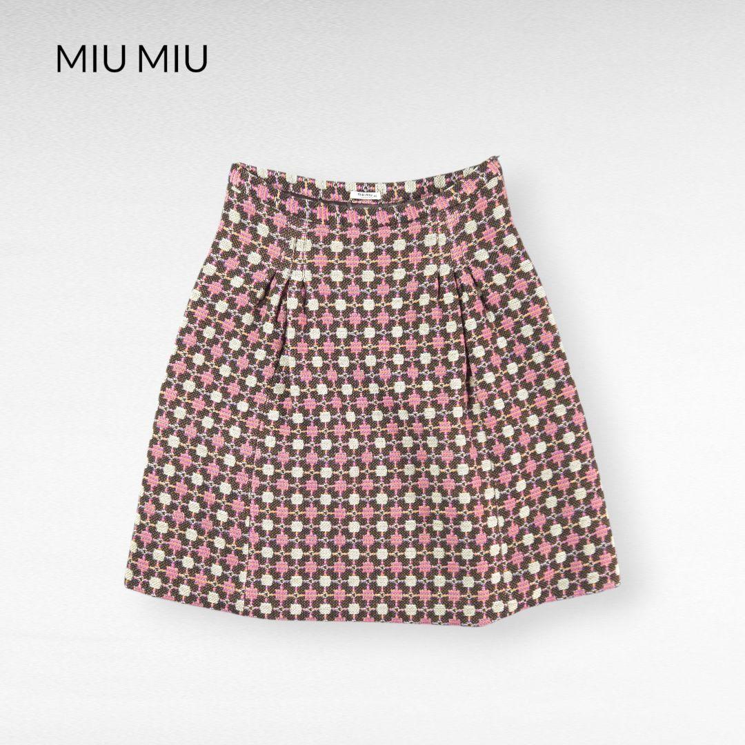 スカート MIUMIU Pink Patterned Skirt Archive