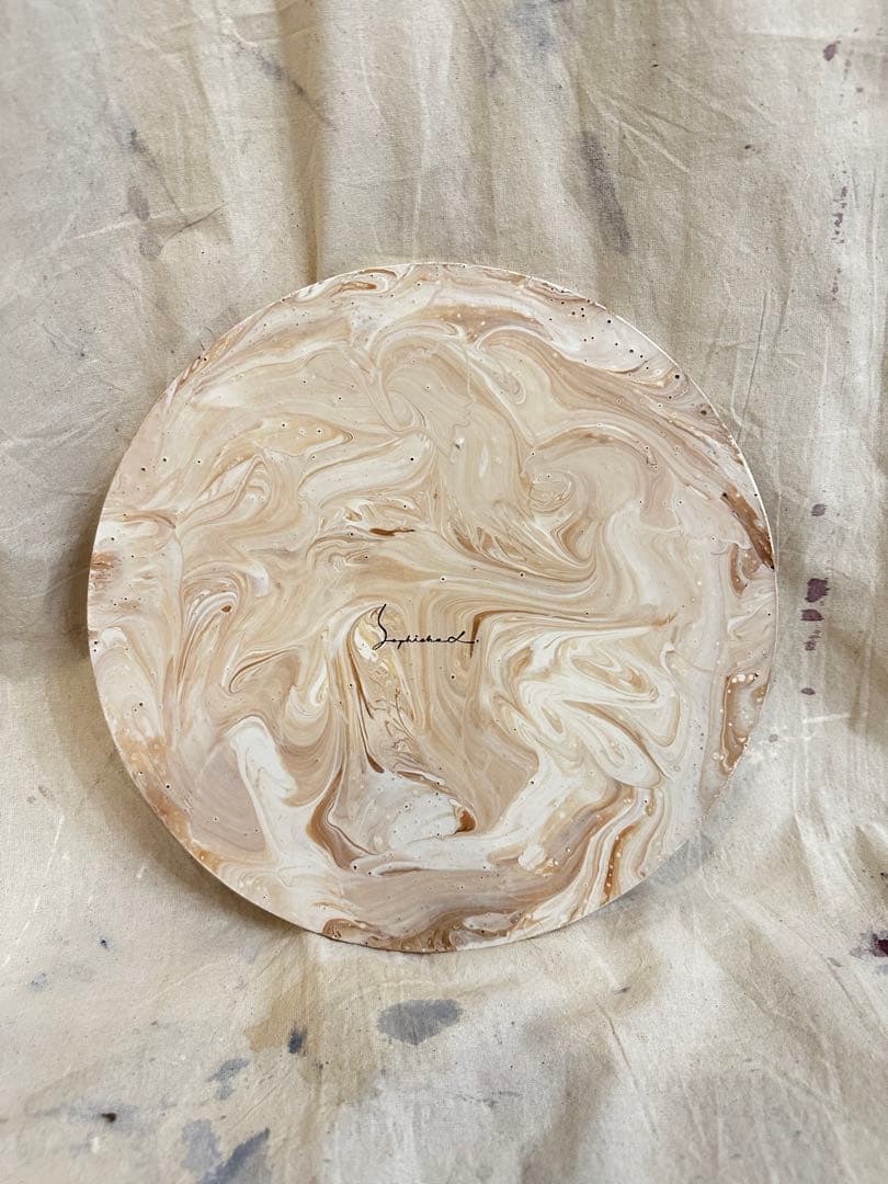 マーブル模様の円形トレイ✳︎ジェスモナイト29cm