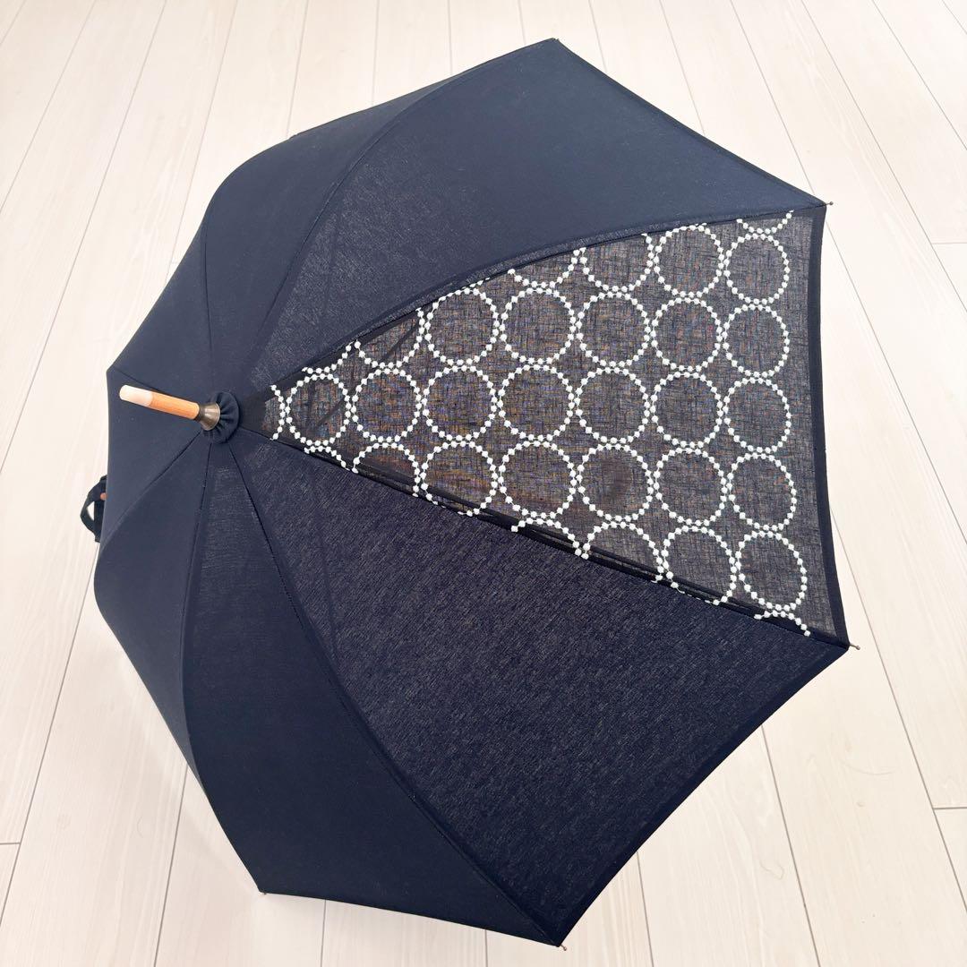 ★完成品★ミナペルホネン　タンバリン生地で仕立てた日傘（ネイビー）
