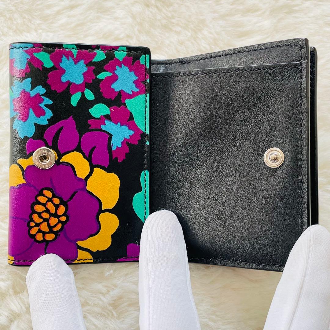 専用SAINT LAURENT サンローラン　3つ折り財布　フラワープリント
