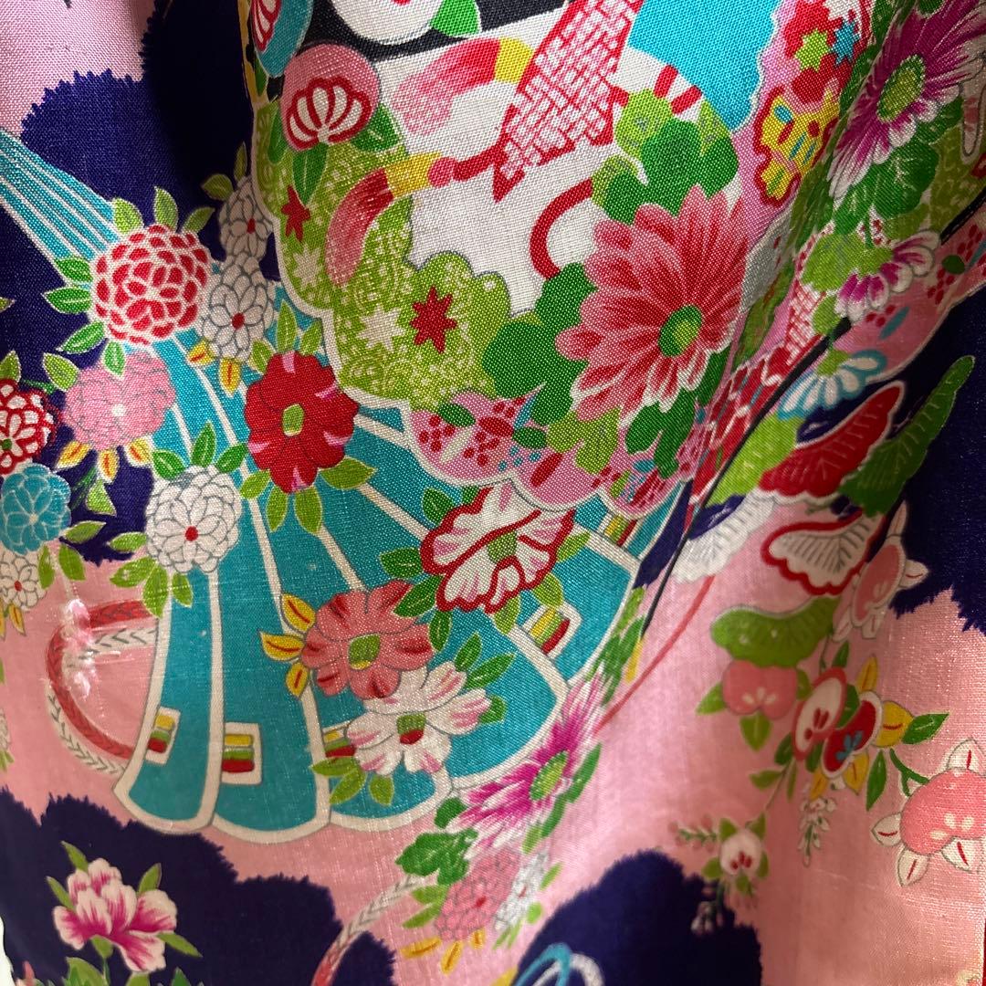 七五三　アンティーク着物セット　紫色　ピンク色　　水色　7歳　ハーフ成人式