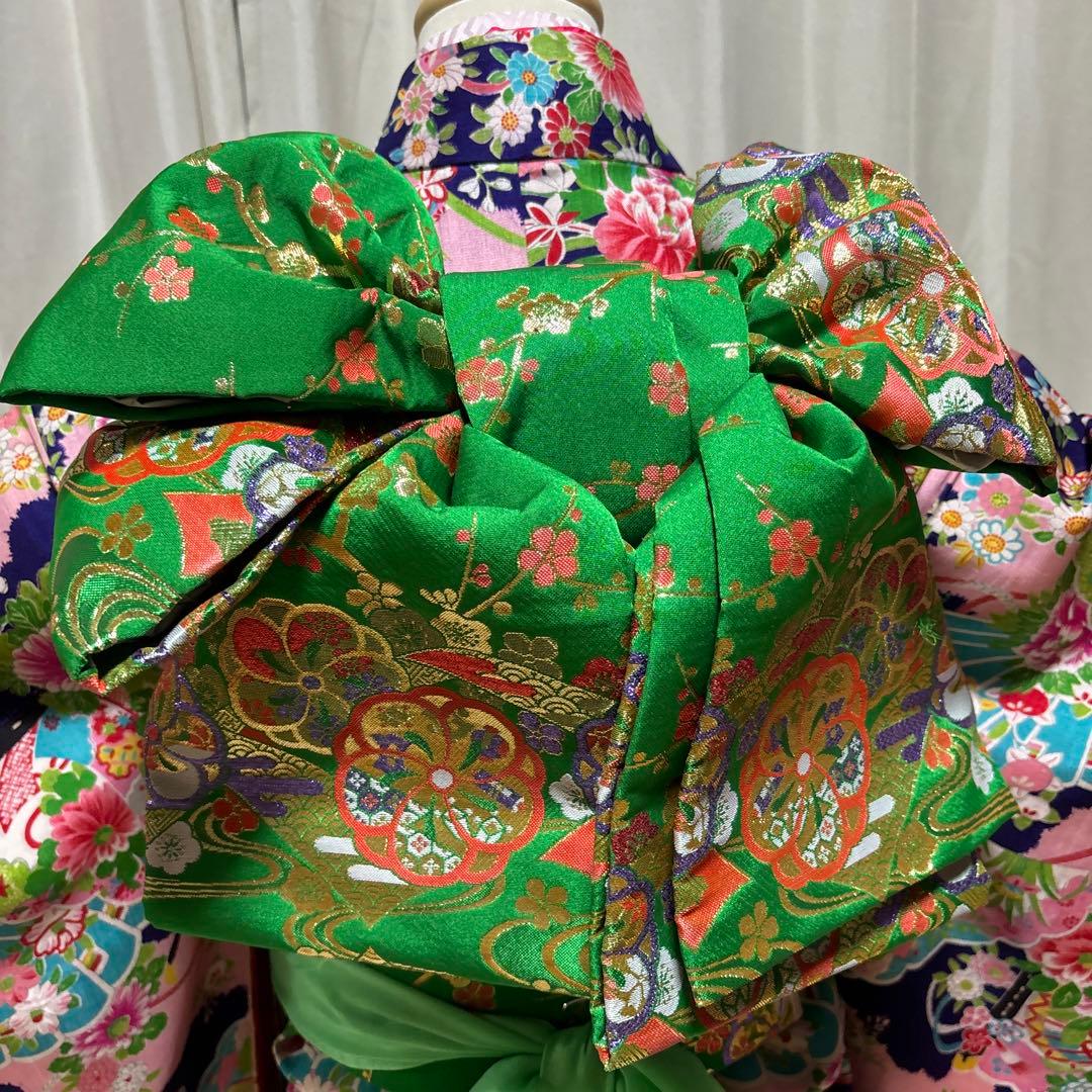 七五三　アンティーク着物セット　紫色　ピンク色　　水色　7歳　ハーフ成人式