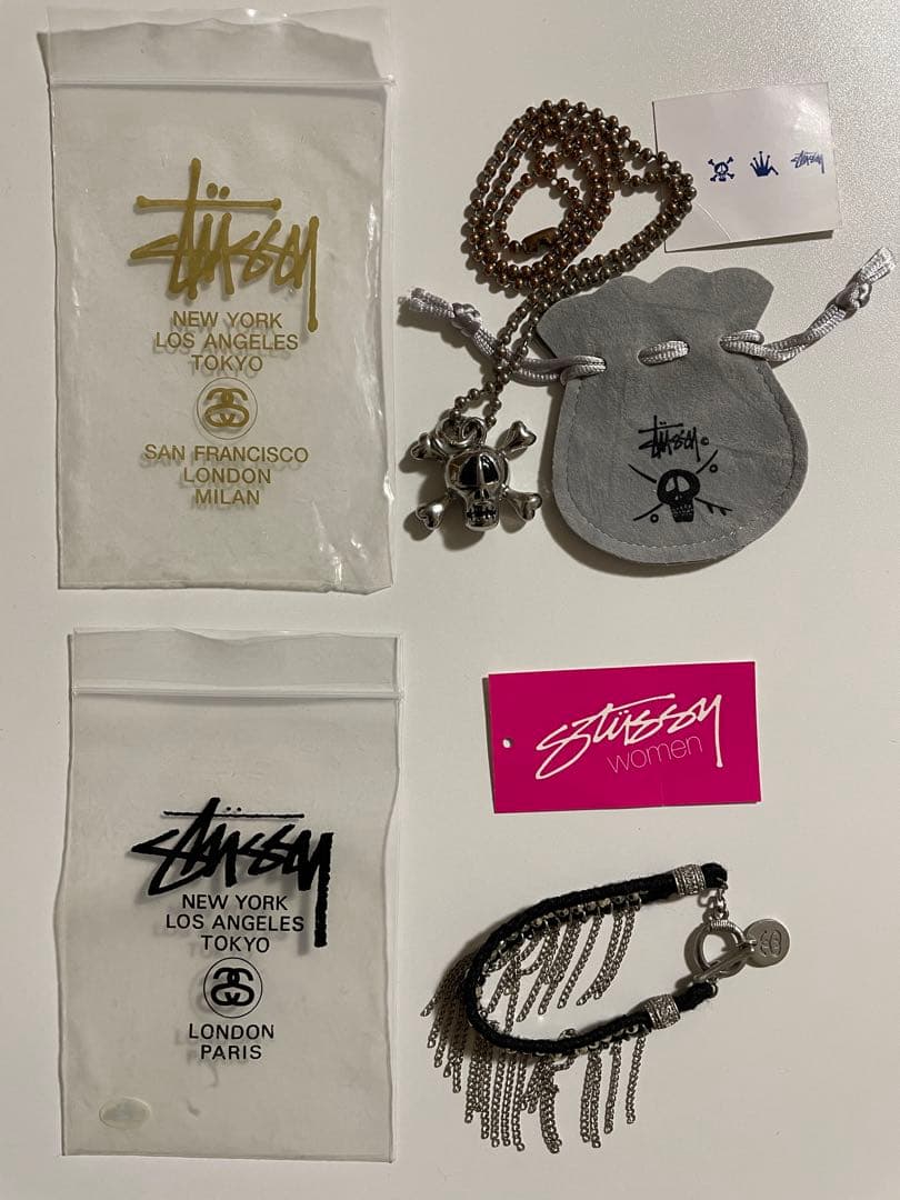 Stussy スカルチャームネックレス &フリンジブレスレット