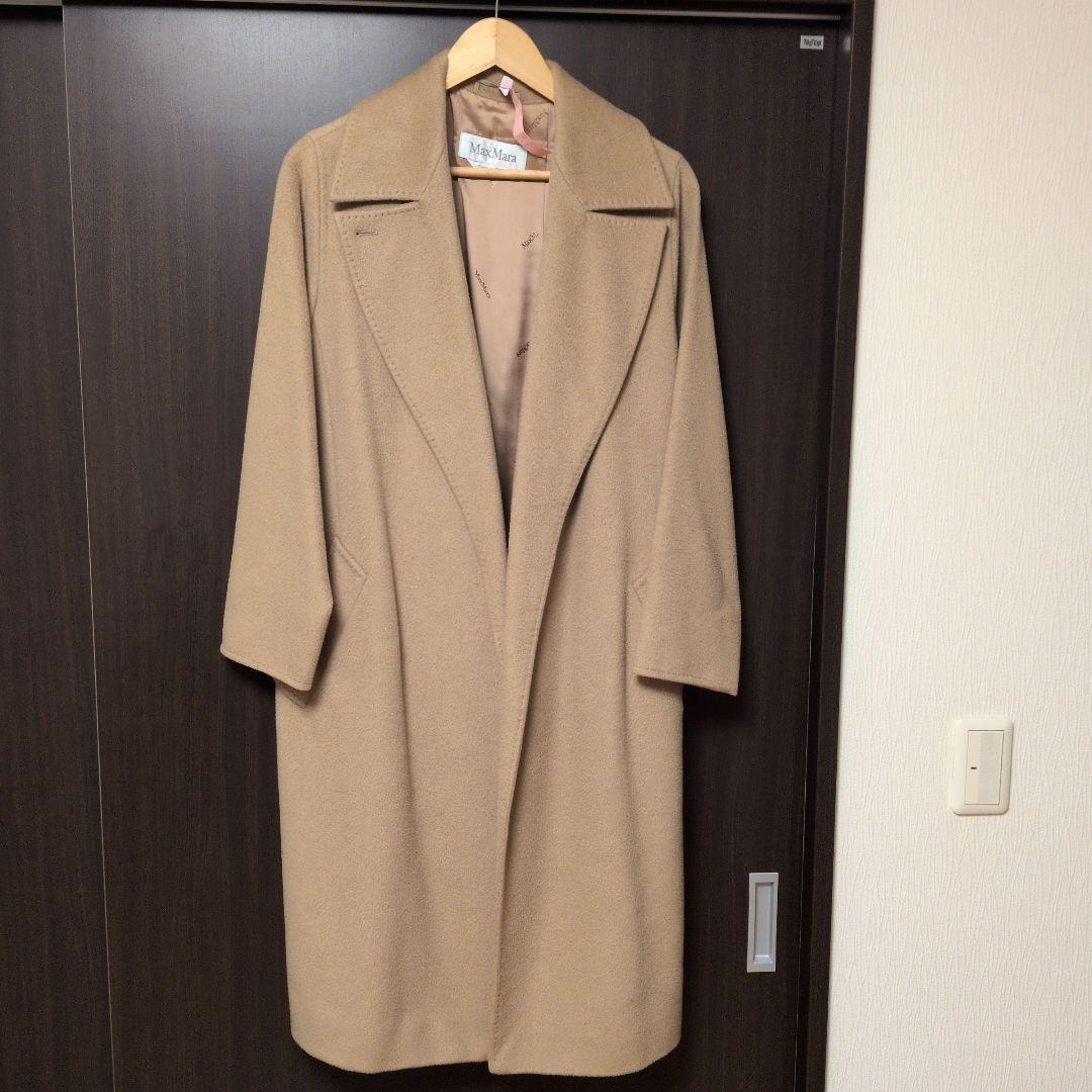 ベージュ ロングコート ウール混