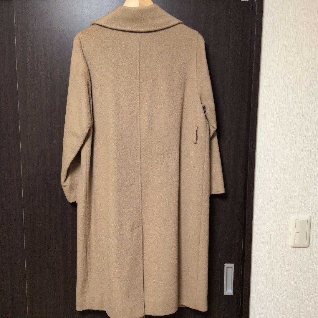 ベージュ ロングコート ウール混