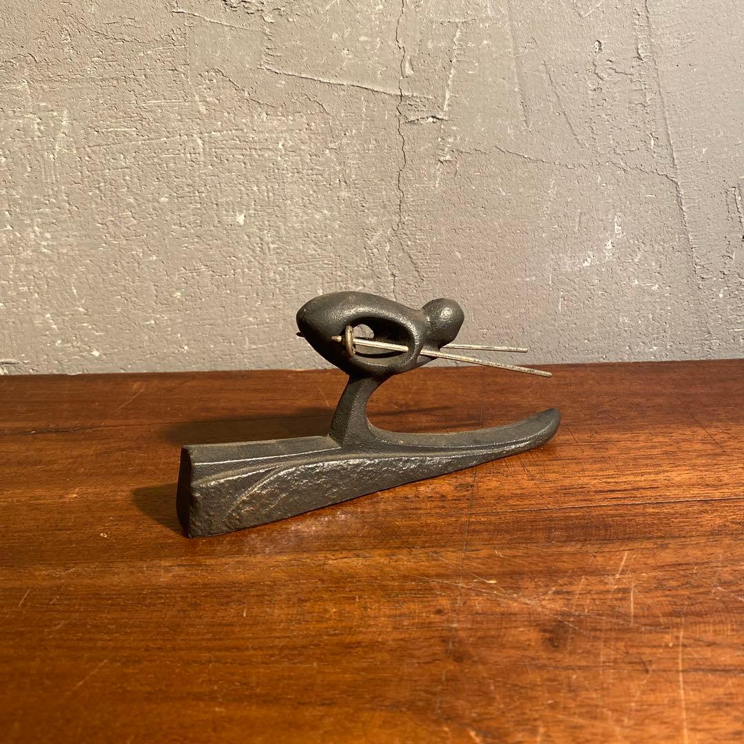 昭和レトロ スキーヤー ペーパーウェイト 鉄 アイアン 雑貨 文鎮 アンティーク