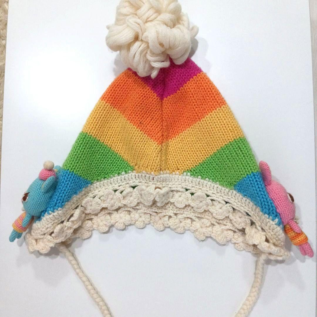 mezzo piano　あみぐるみ付き ニット帽 ポンポン　レア