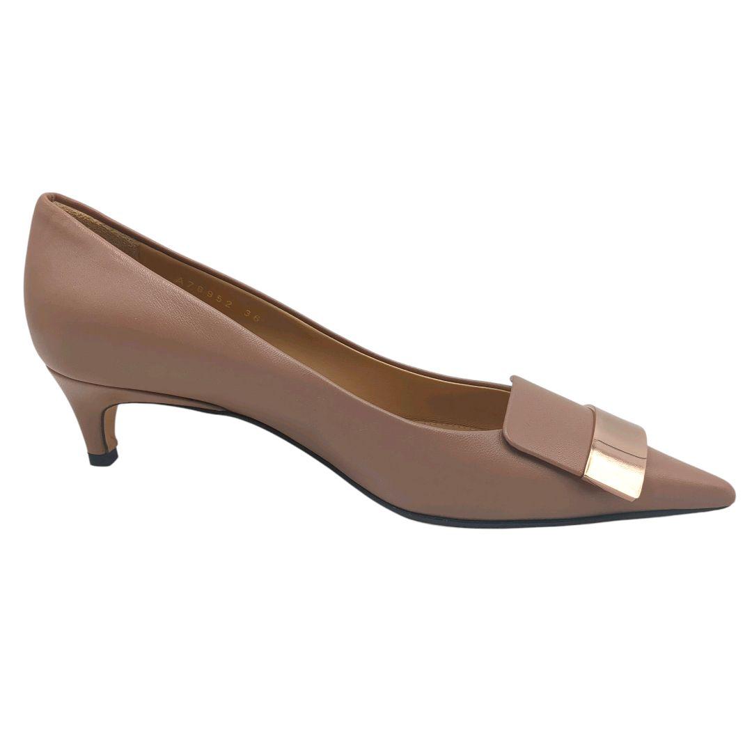 【セール品】セルジオロッシ SR1 ポインテッドトゥ ベージュ パンプス 36