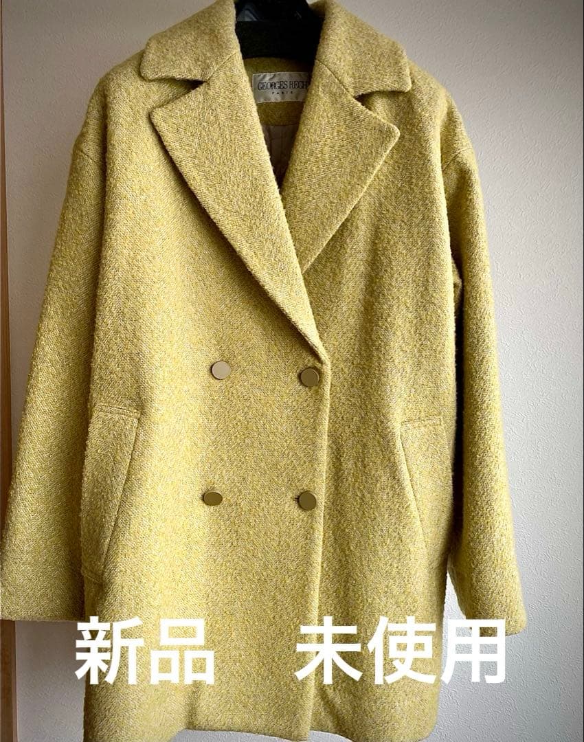 ダブルブレスト チェスターコート イエロー