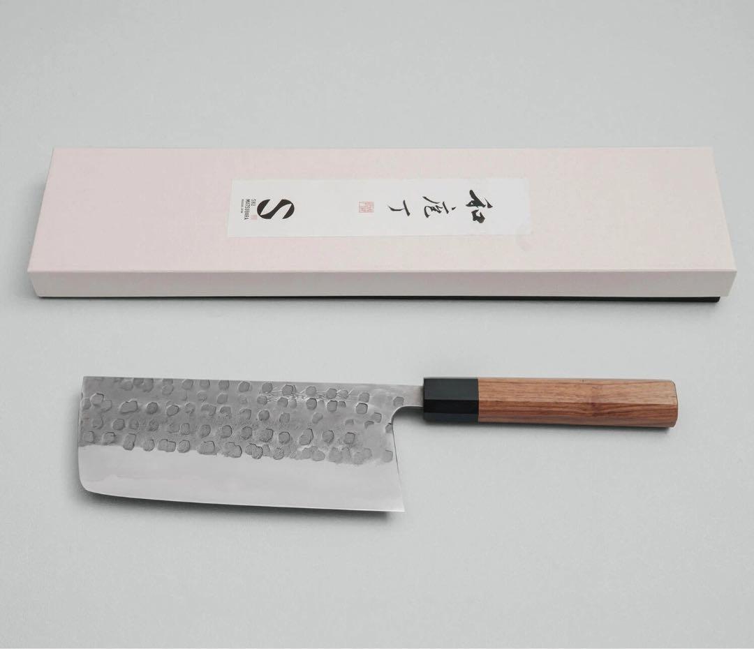 松原刃物　槌目　黒打ち　青ニステンクラッド　中華包丁　180