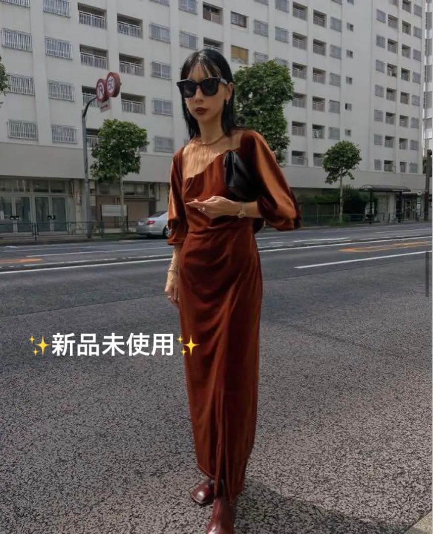 ワンピース Ameri VINTAGE 2WAY CURVE VELOURS DRESS