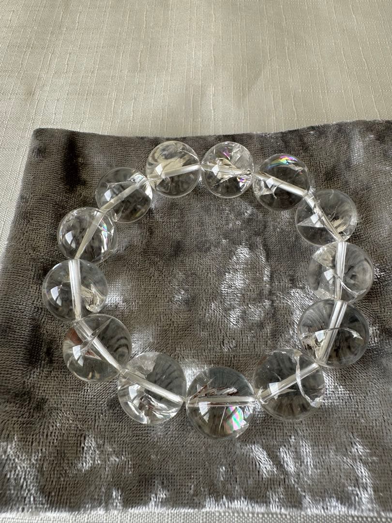 天然ヒマラヤ水晶 レインボークリスタル　ブレスレット　大玉 16mm玉