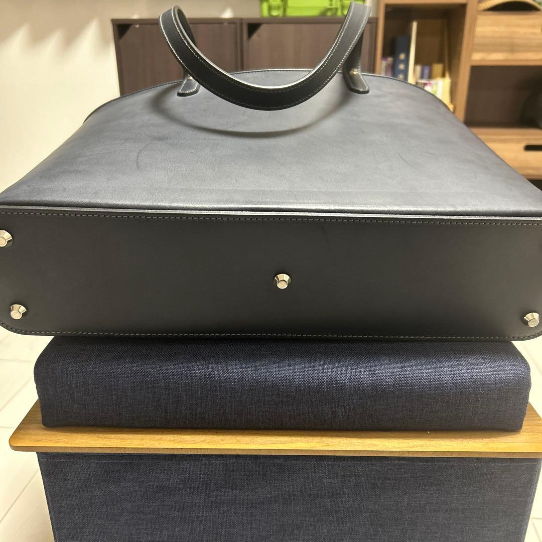 【超美品】万双 トートバッグ ブライドルレザー ネイビー