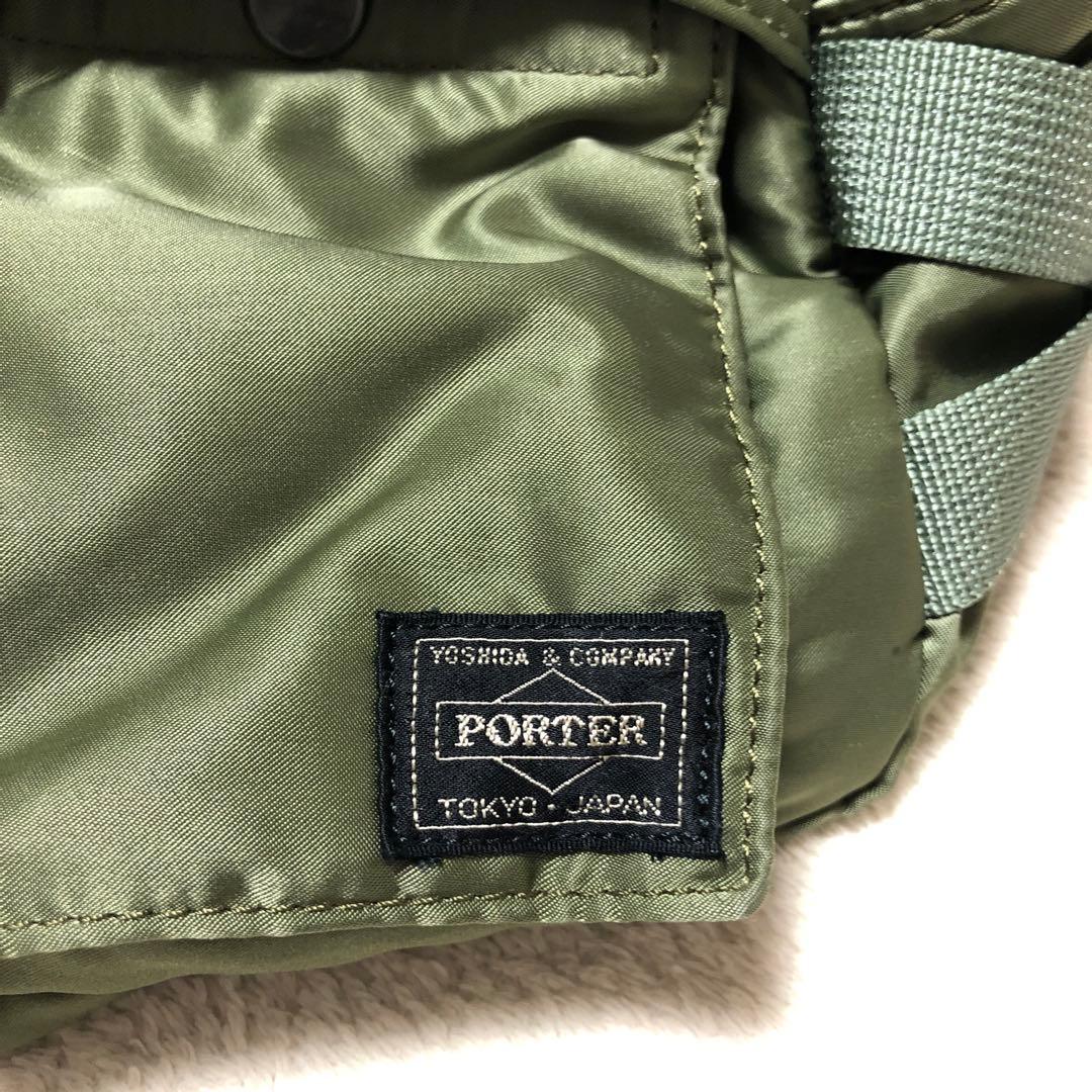 美品 PORTER ポーター タンカー ウエストバッグ セージグリーン カーキ