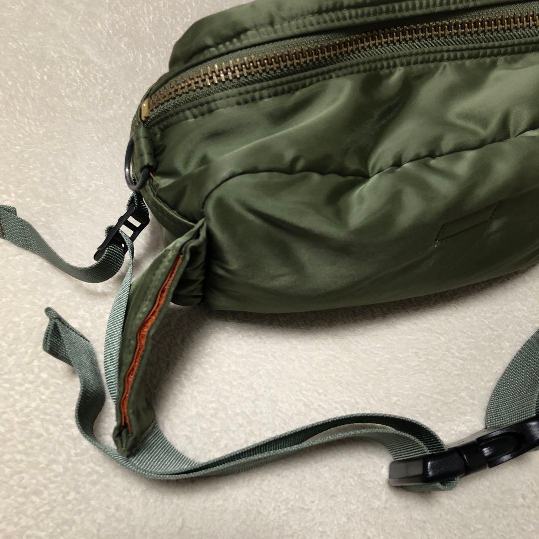 美品 PORTER ポーター タンカー ウエストバッグ セージグリーン カーキ