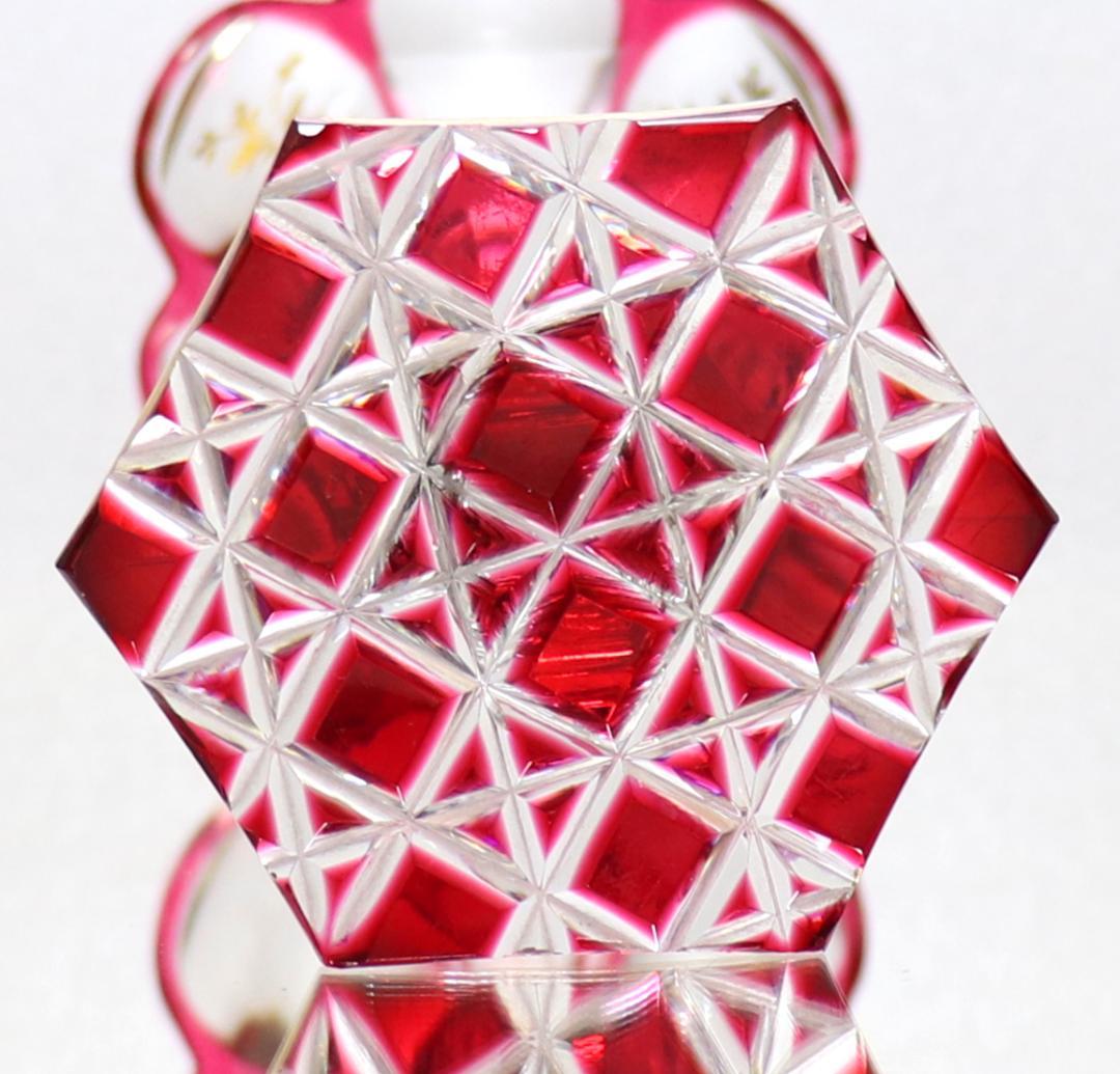 オールド・バカラ 超希少 アンピール様式 金赤金彩装飾 切子 花瓶 壺 ゴールド