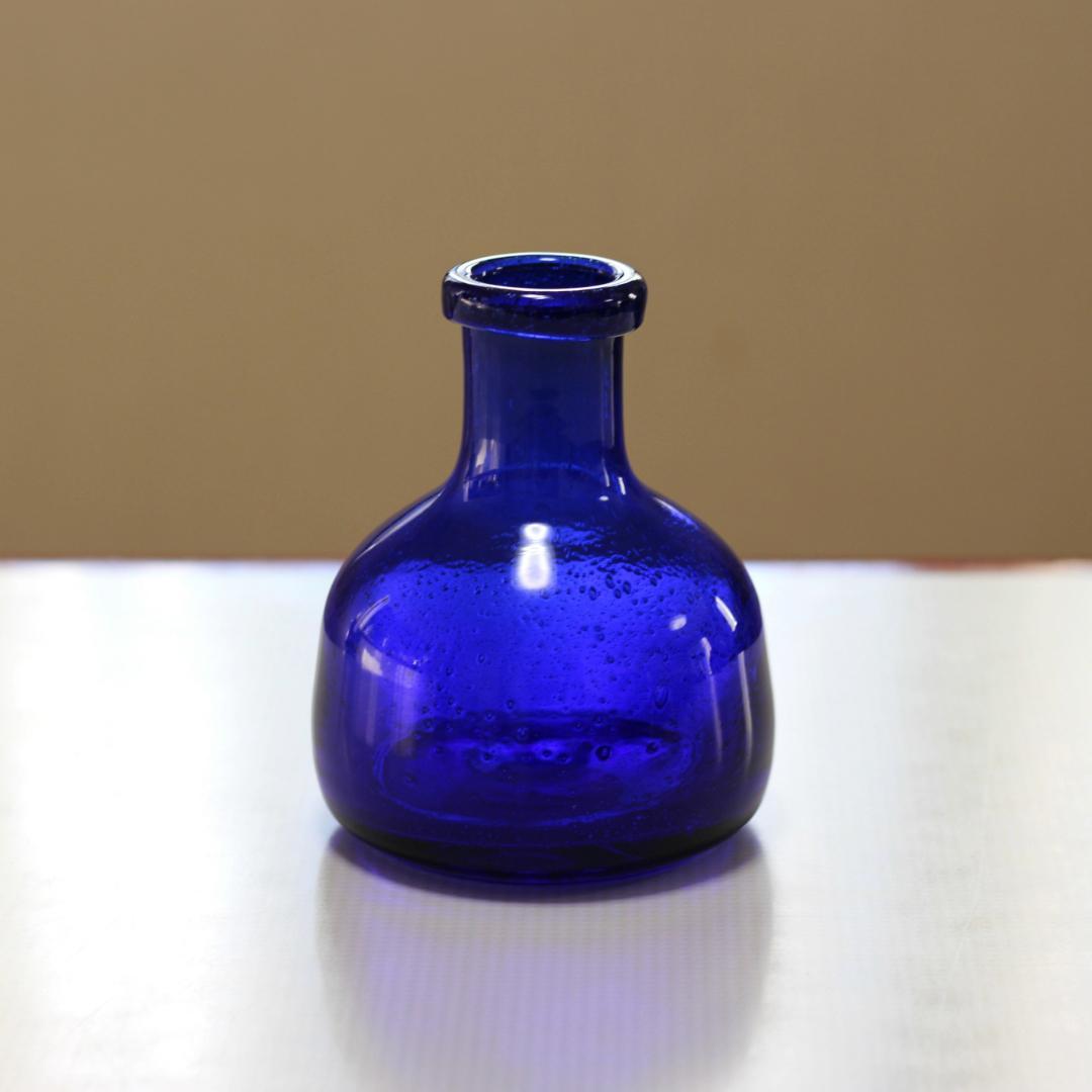 【サイン入り】エリックホグラン　Erik Hoglund　ブルーガラス 花器花瓶