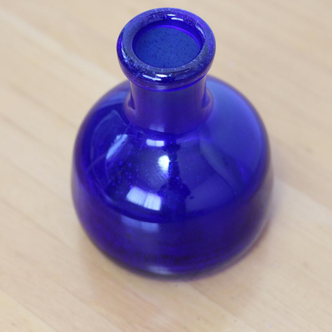 【サイン入り】エリックホグラン　Erik Hoglund　ブルーガラス 花器花瓶