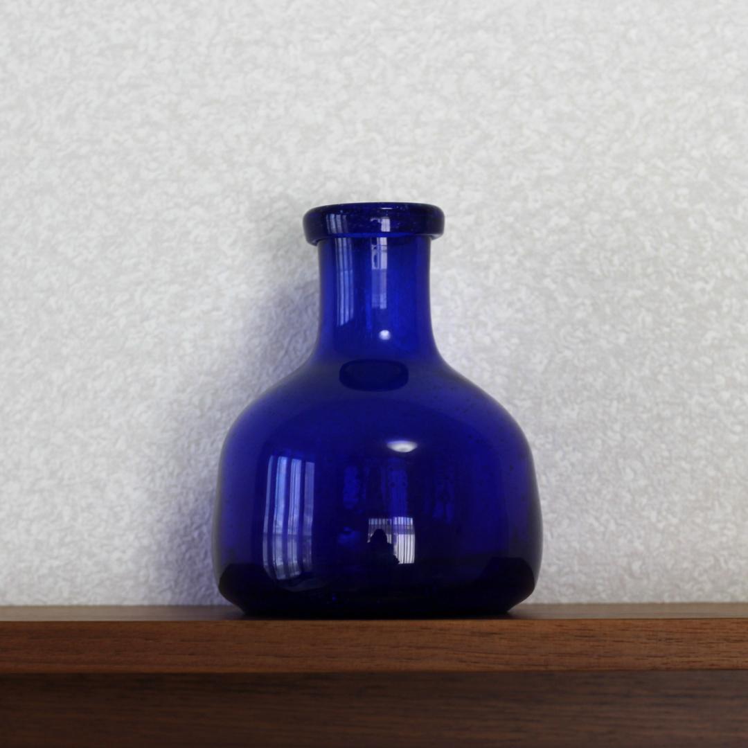 【サイン入り】エリックホグラン　Erik Hoglund　ブルーガラス 花器花瓶