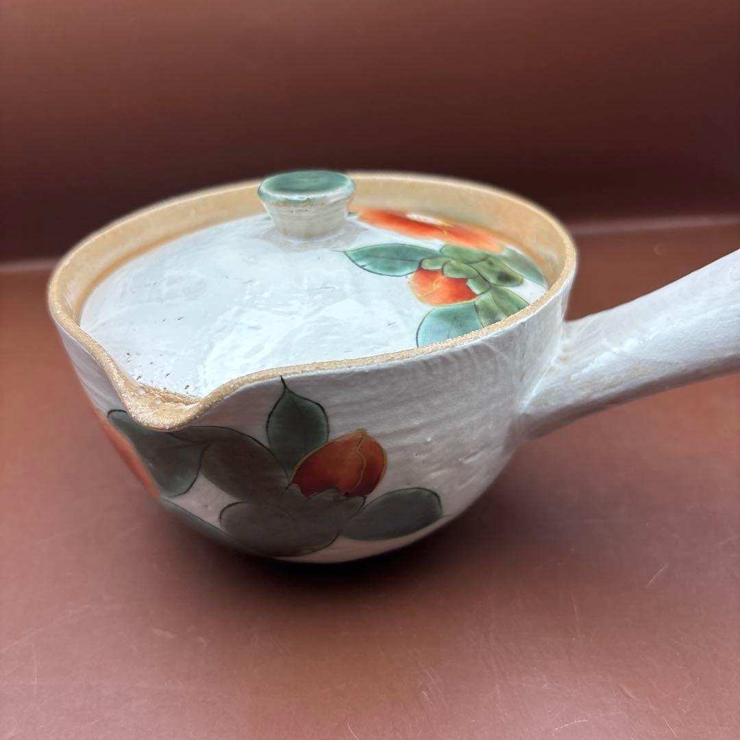 京焼　清水焼　陶あん　急須　茶器　色絵　赤椿
