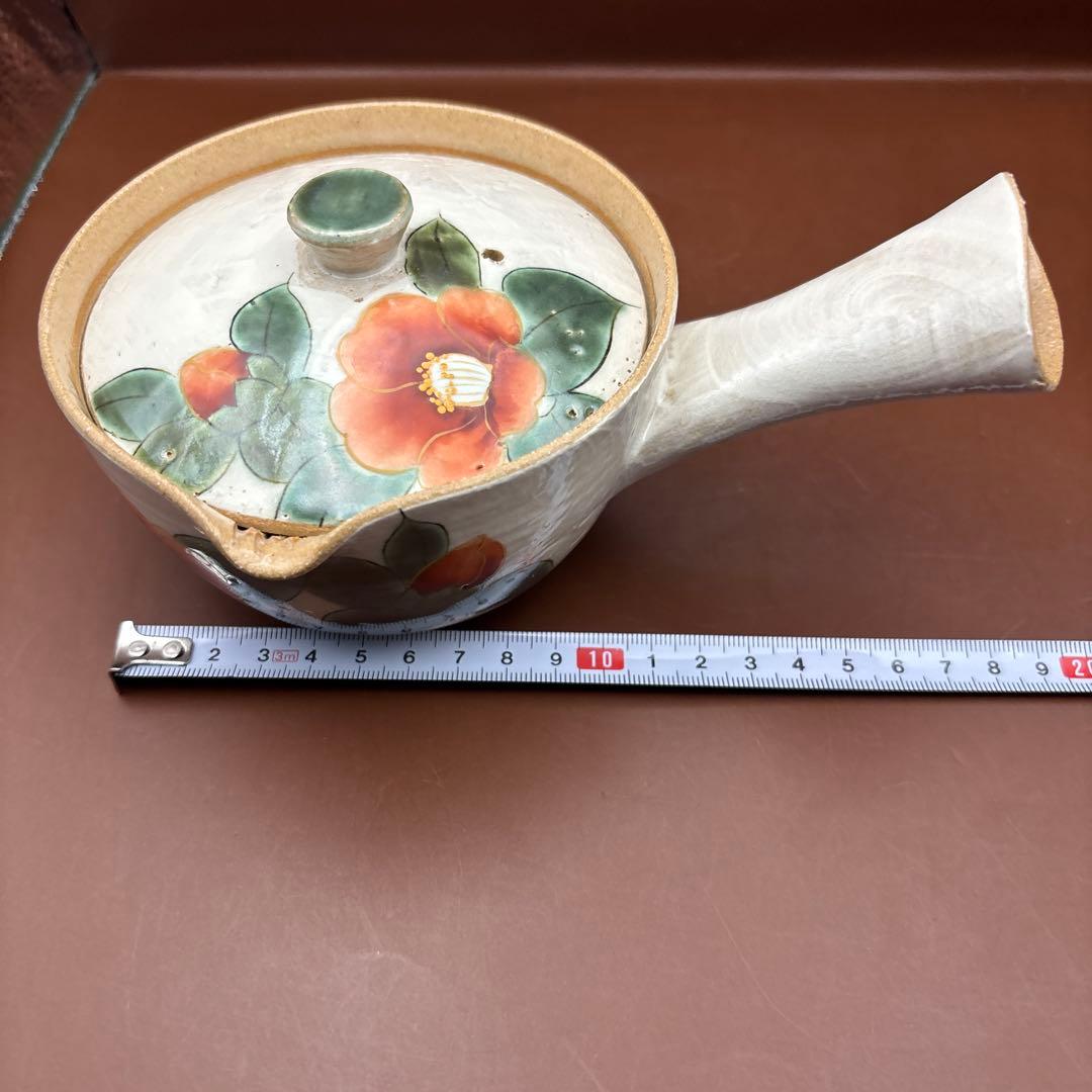 京焼　清水焼　陶あん　急須　茶器　色絵　赤椿