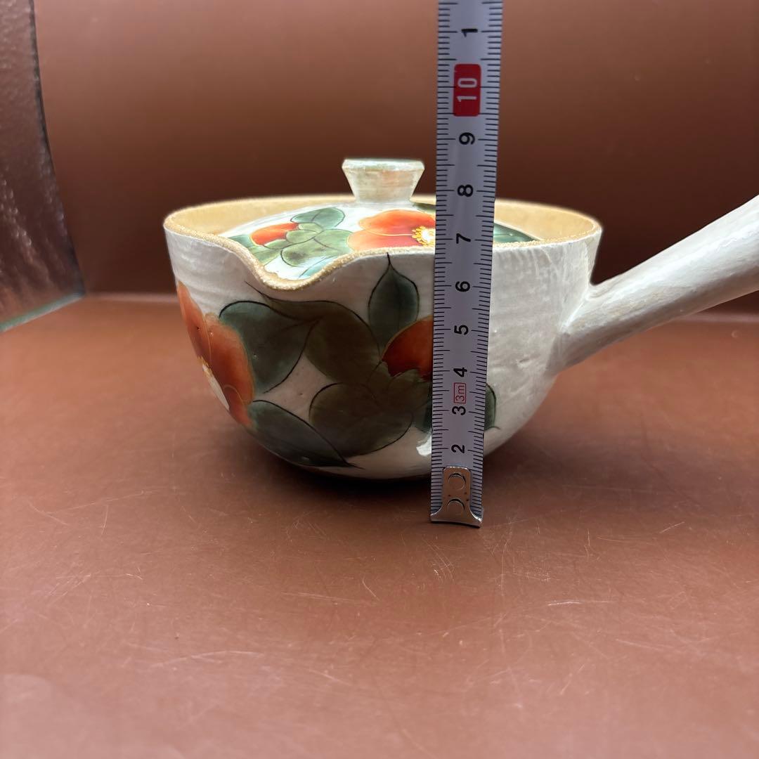 京焼　清水焼　陶あん　急須　茶器　色絵　赤椿