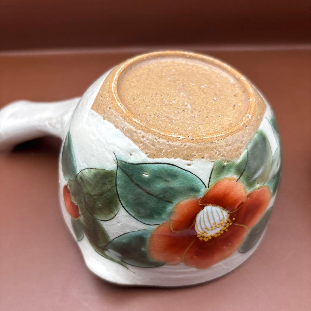 京焼　清水焼　陶あん　急須　茶器　色絵　赤椿