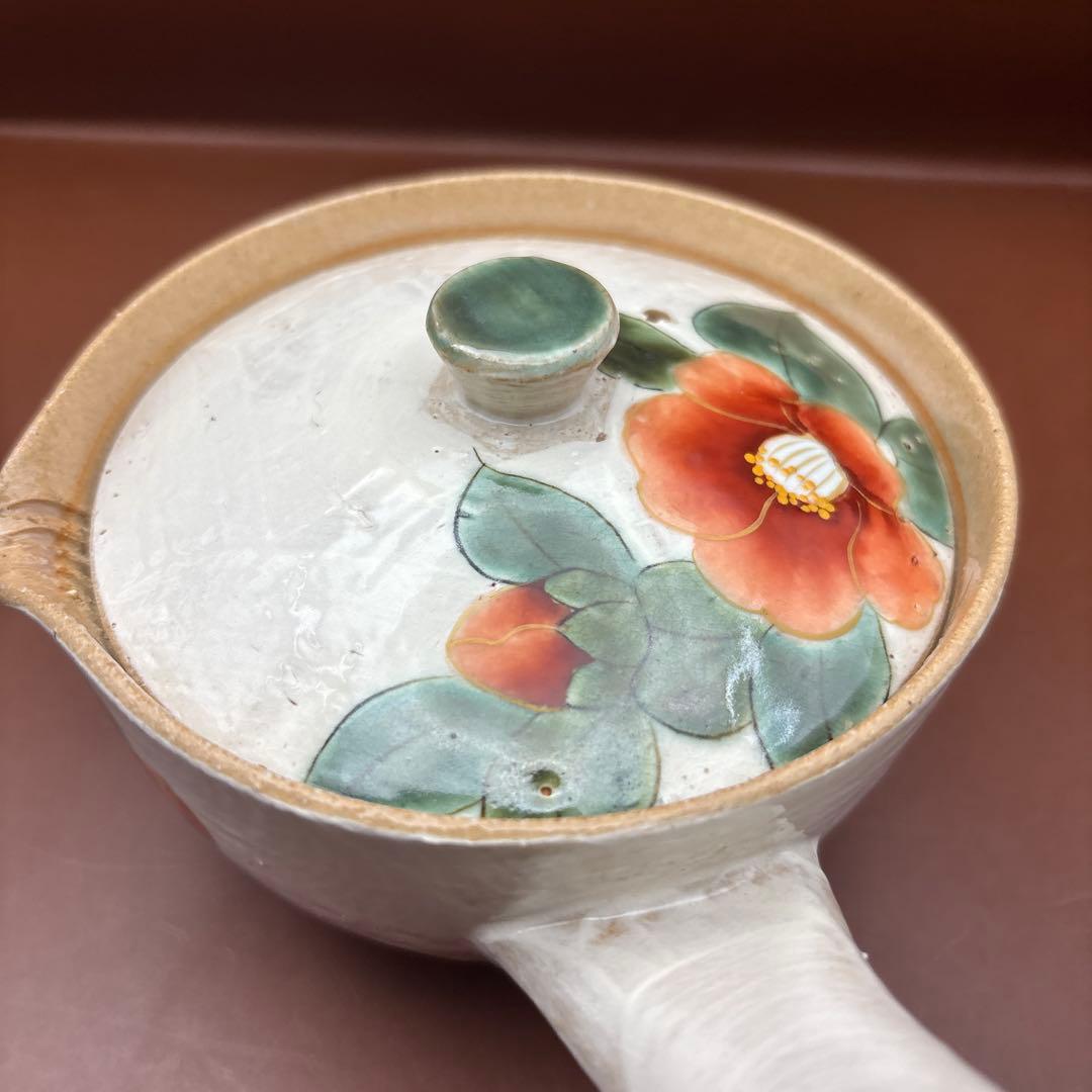 京焼　清水焼　陶あん　急須　茶器　色絵　赤椿