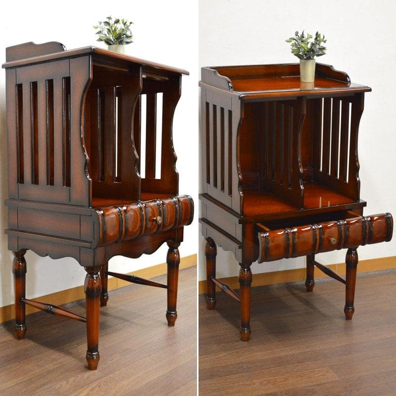 マホガニー ベッドサイドテーブル ミニ本棚 完成品 ナイトテーブル アンティーク