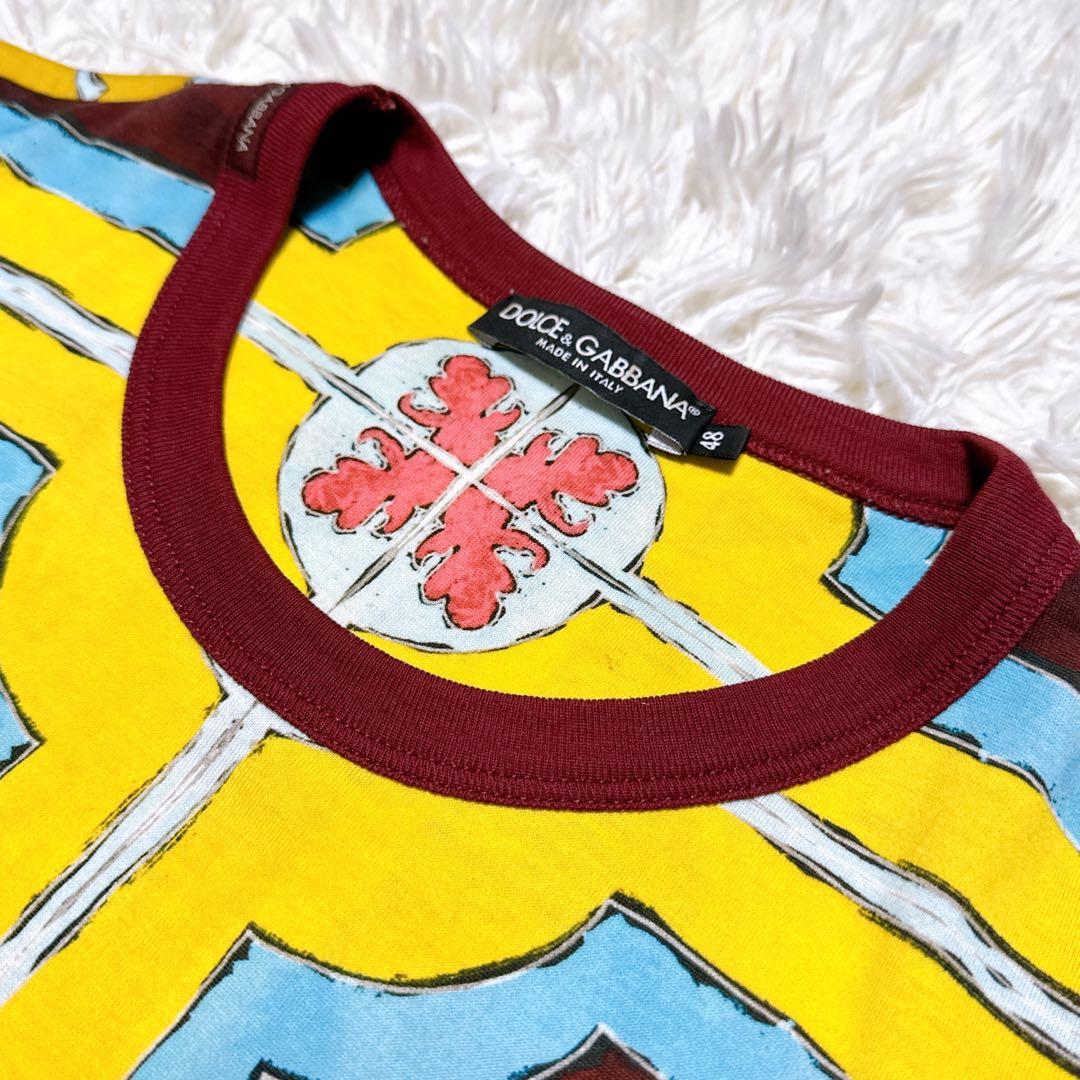 【極美品】ドルチェ&ガッバーナ タイルプリントTシャツ 48 イタリア製