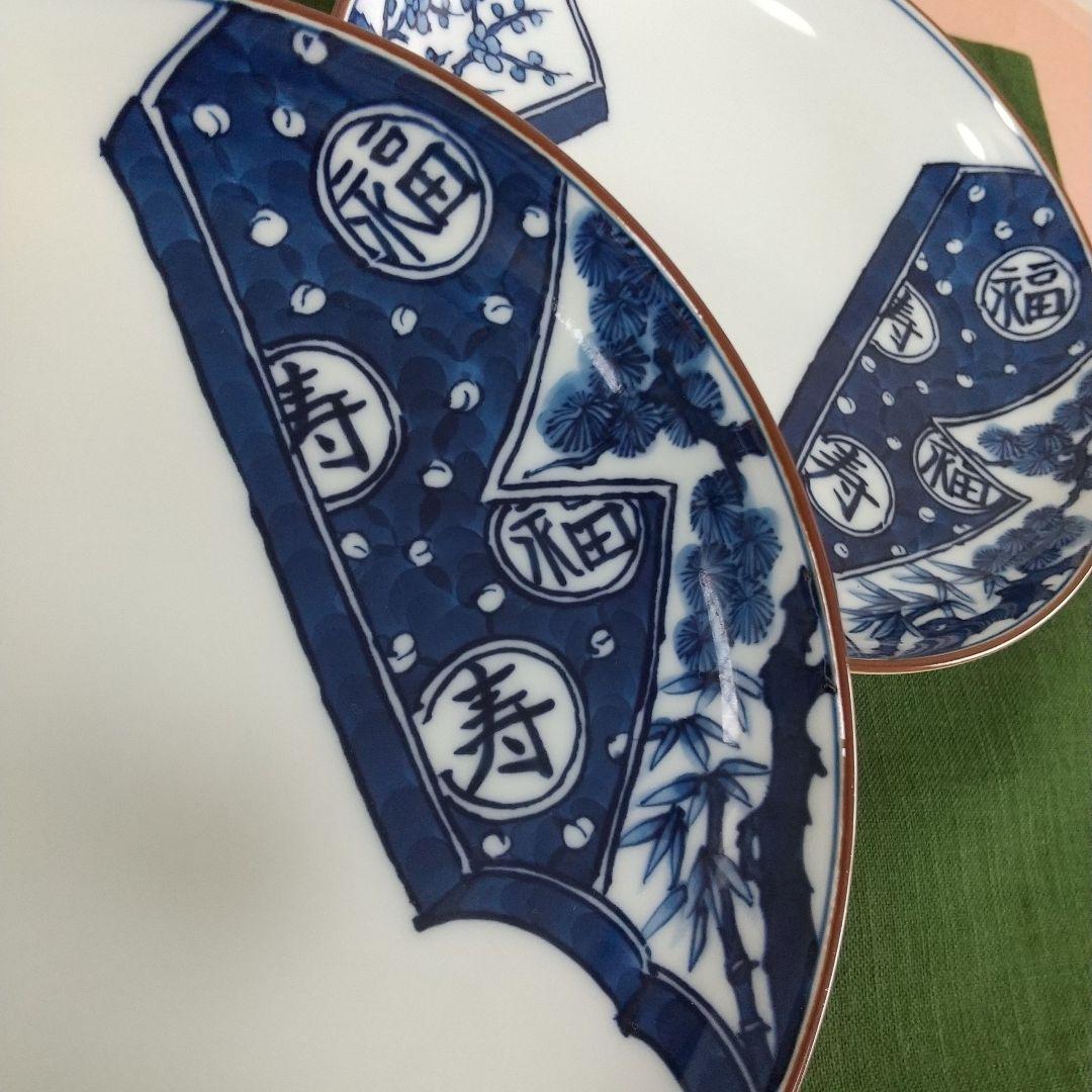 源右衛門⭐️祥瑞手羽子板図 皿 2枚組
