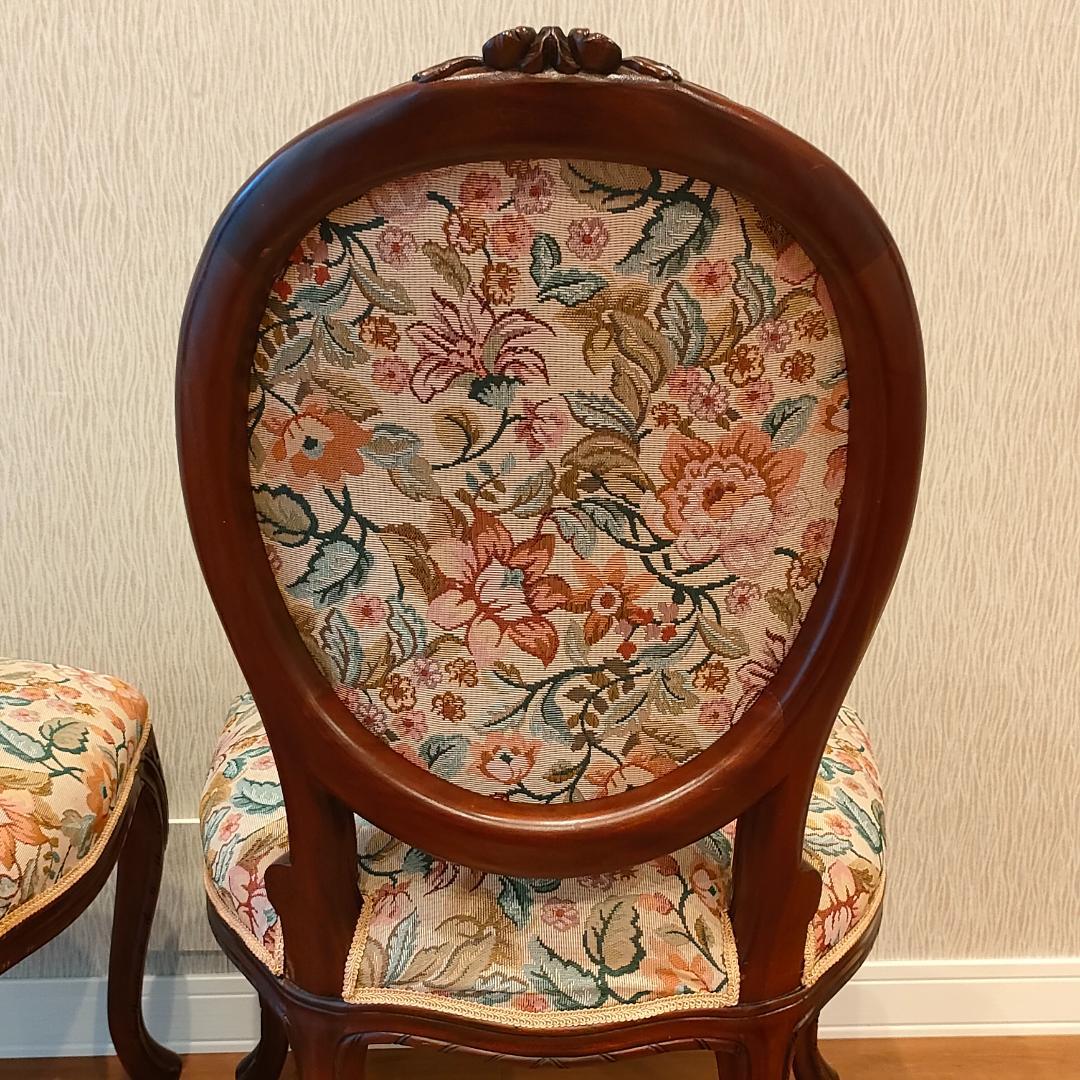 アンティークチェア　猫脚　ロココ様式　ダイニングチェア　2脚セット