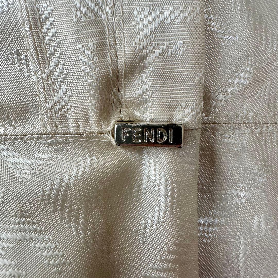 希少カラー FENDI フェンディ ズッカ柄 ステンカラー コート ホワイト L