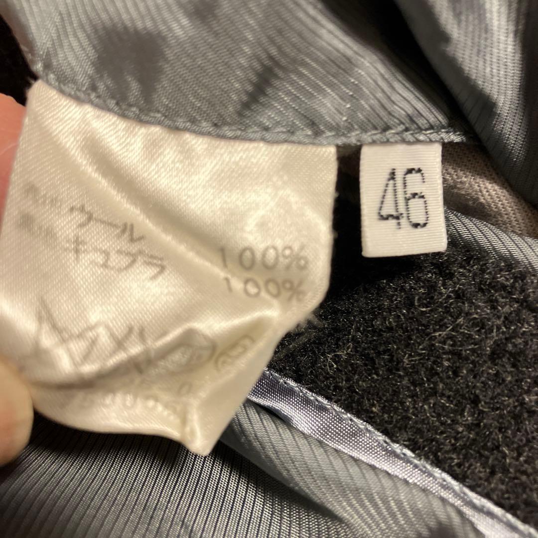 MOORBROOK製生地トゥモローランドバルマカーンコートチャコールグレー46