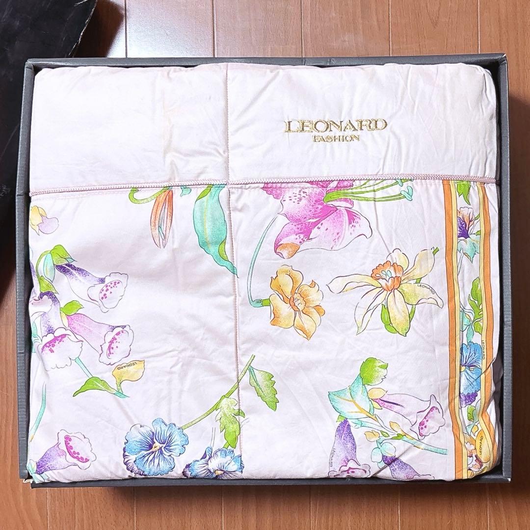 希少 LEONARD FASHION 高級 シルク　掛け布団　花柄