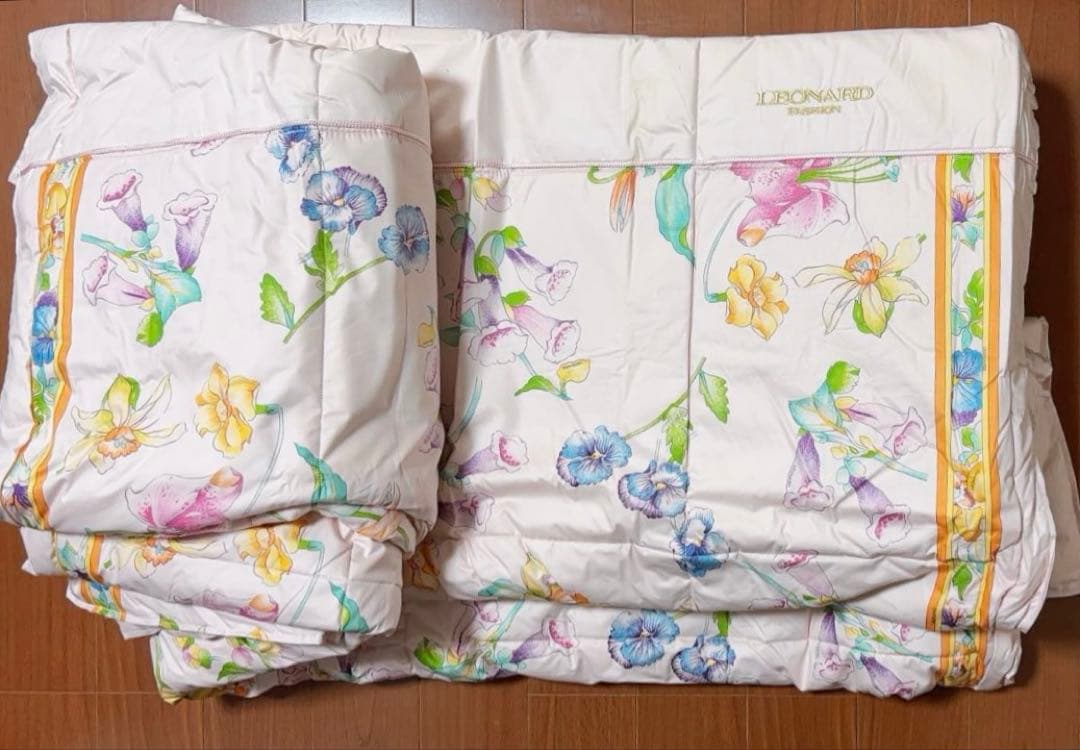 希少 LEONARD FASHION 高級 シルク　掛け布団　花柄