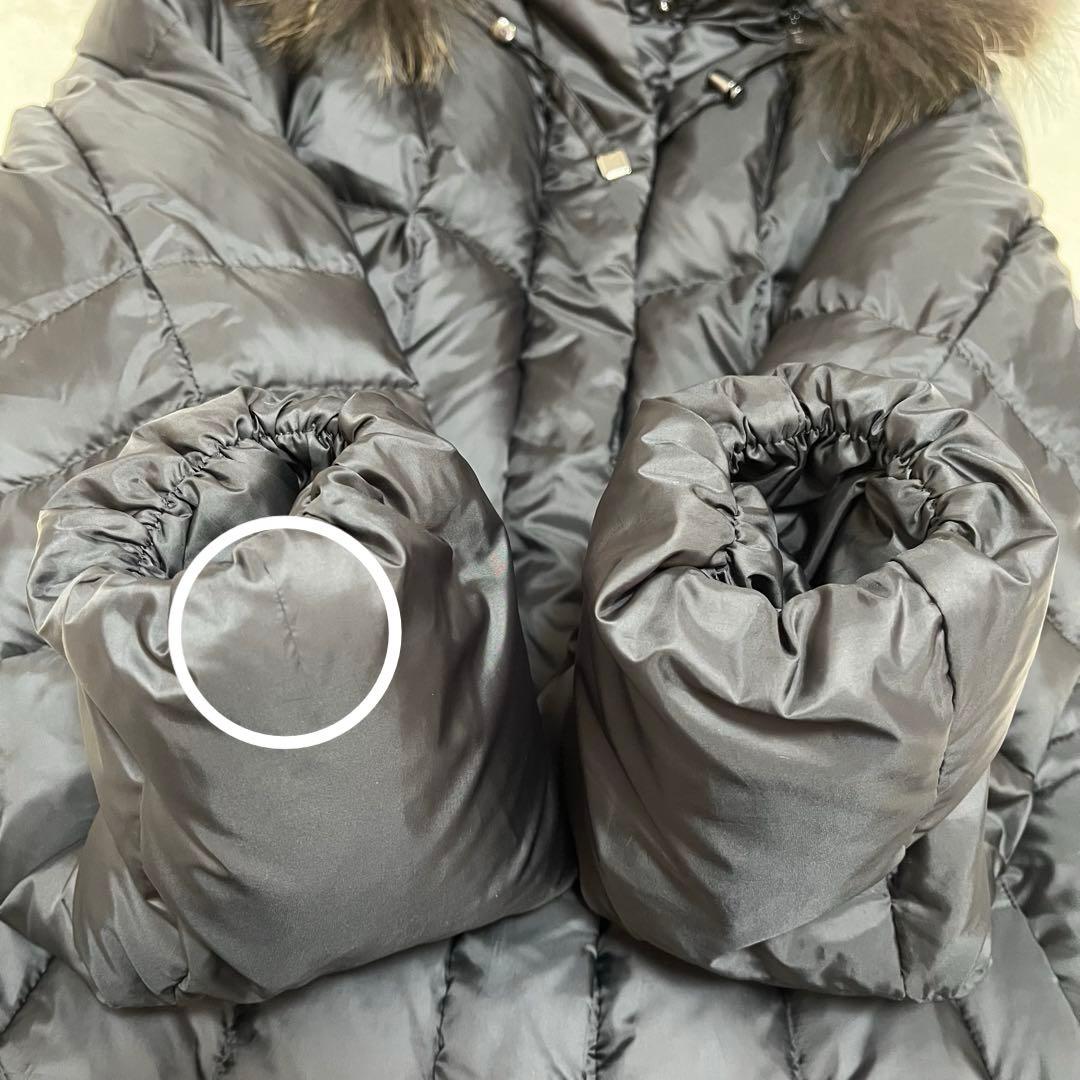 23区 ダウンコート シレータフタ Aライン フード ラクーンファー　黒38