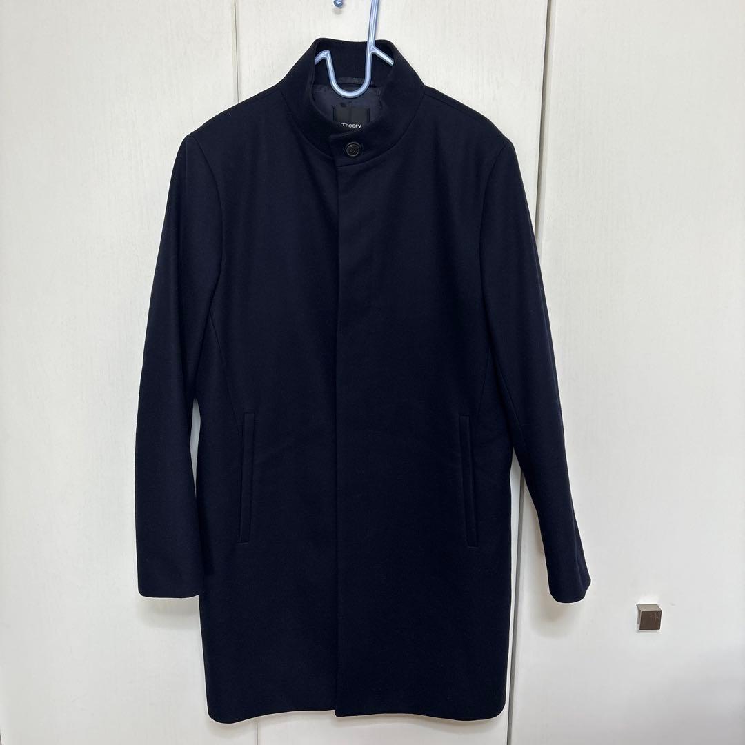 上品Theory カシミヤ混ネイビー ステンカラーコート