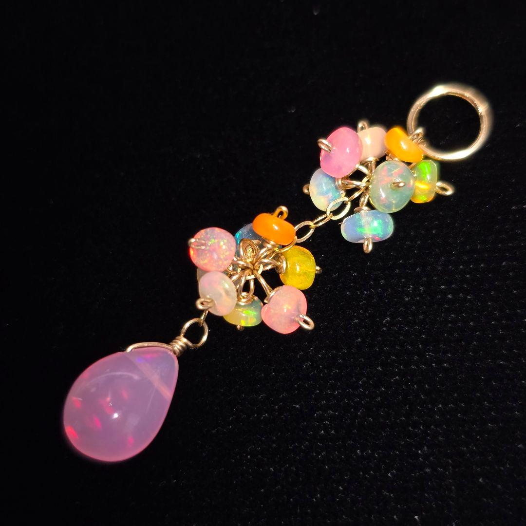 14kgf 遊色抜群カラーグラデーションオパールピアスAタイプvegagift