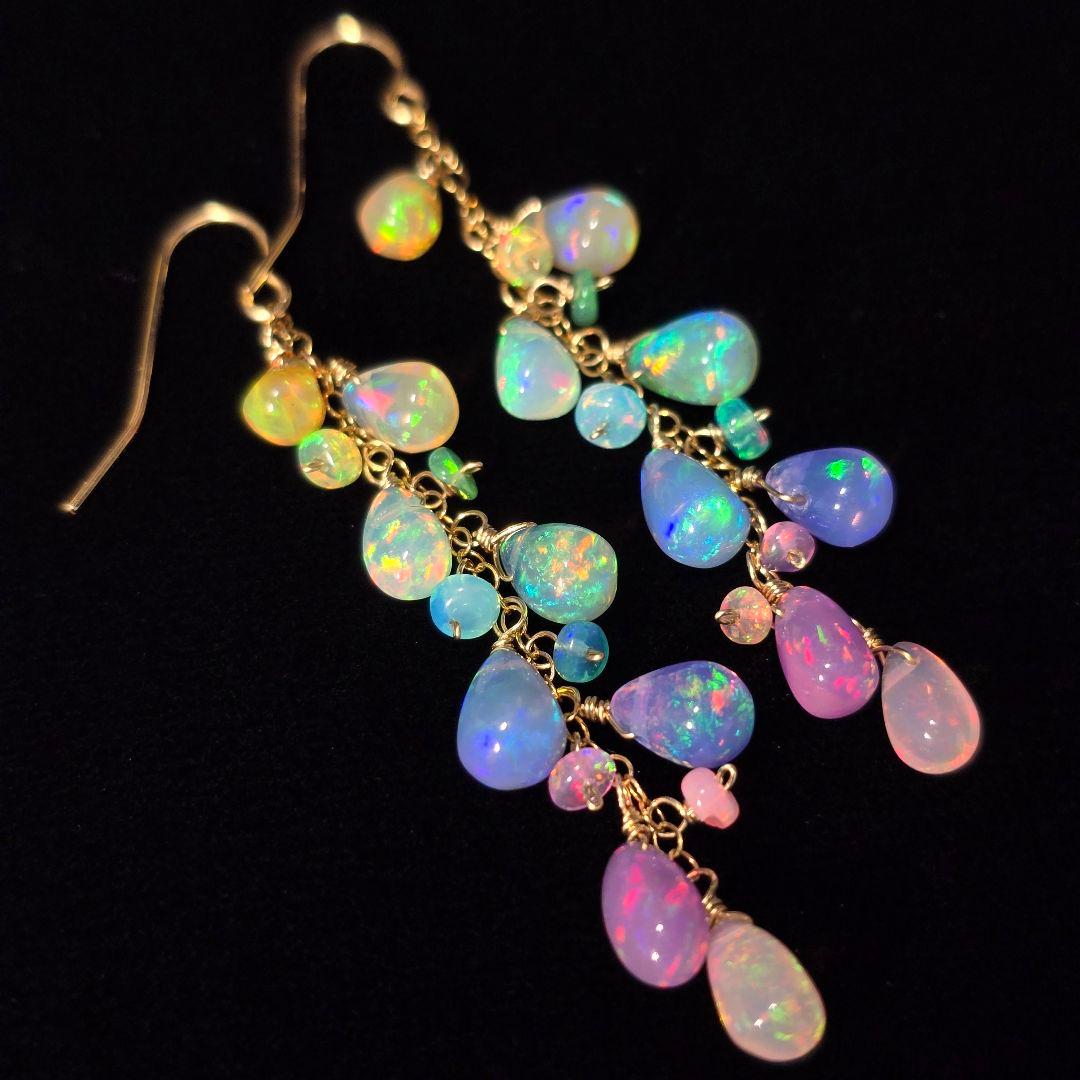 14kgf 遊色抜群カラーグラデーションオパールピアスAタイプvegagift