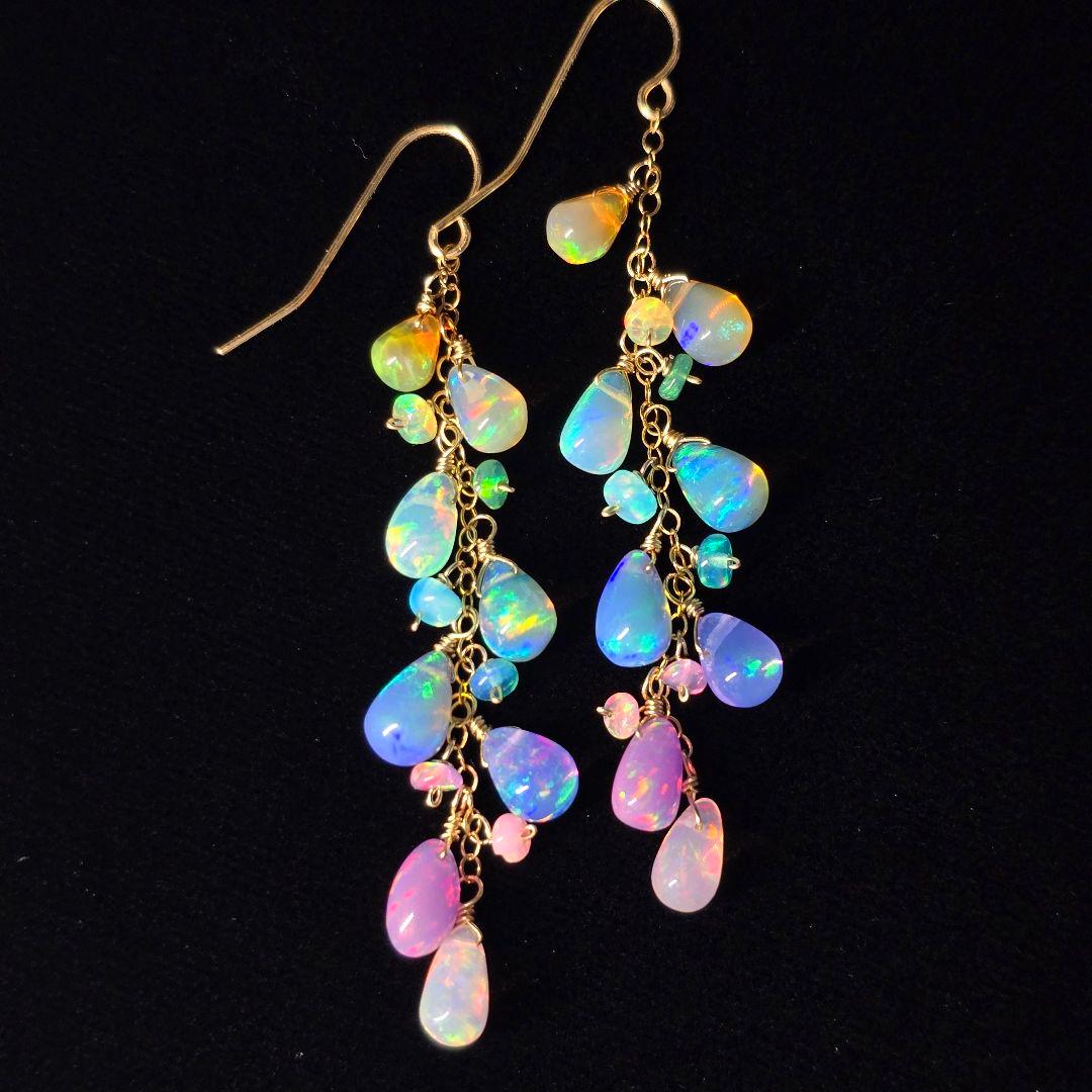 14kgf 遊色抜群カラーグラデーションオパールピアスAタイプvegagift