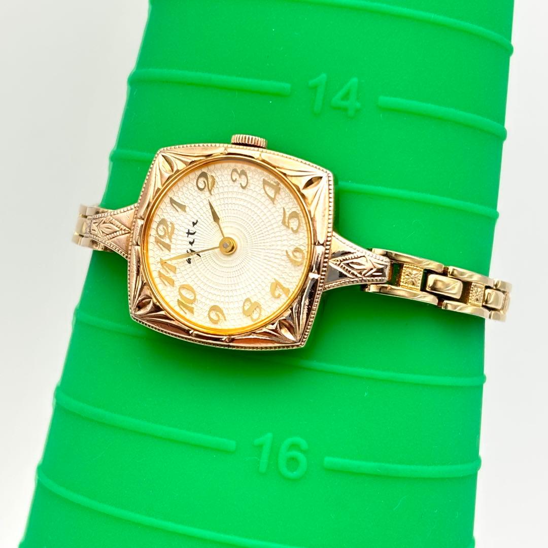 【希少】agete アガット 腕時計 ラウンド スクエア ゴールド ブレスレット