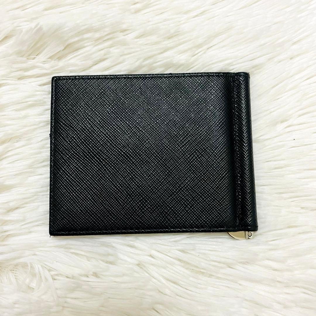 未使用級✨付属完備✨PRADA 二つ折り マネークリップ サフィアーノレザー 黒