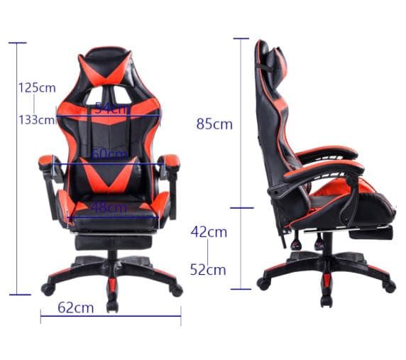 ゲーミングチェア リクライニングチェア オフィスチェア PCチェア (赤黒)