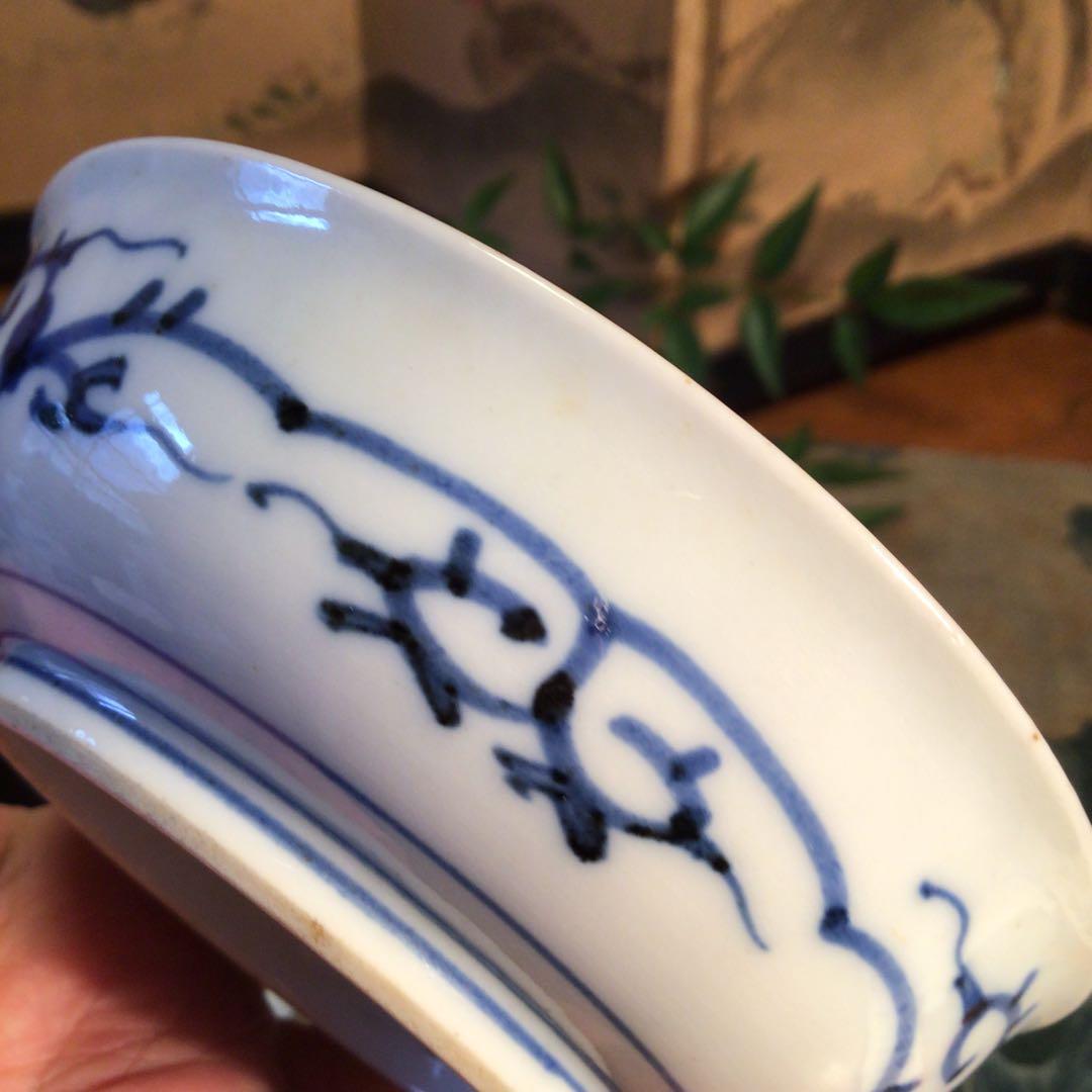 A745 古伊万里　極上　大聖寺伊万里　金蘭手　見込牡丹窓絵鳳凰紋様　5枚