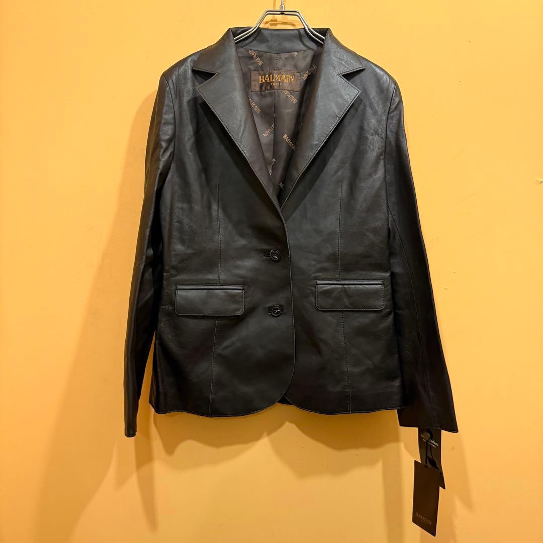 新品未使用 バルマン レザー テーラードジャケット 羊革 ダークブラウン 11