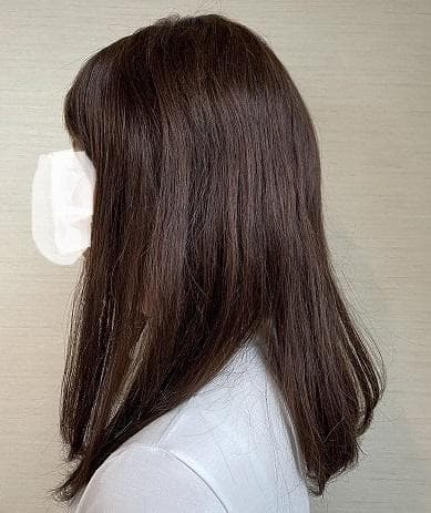 フルウィッグ　高級人毛100％　ロング　ブラウン　医療用　傷みがあります。