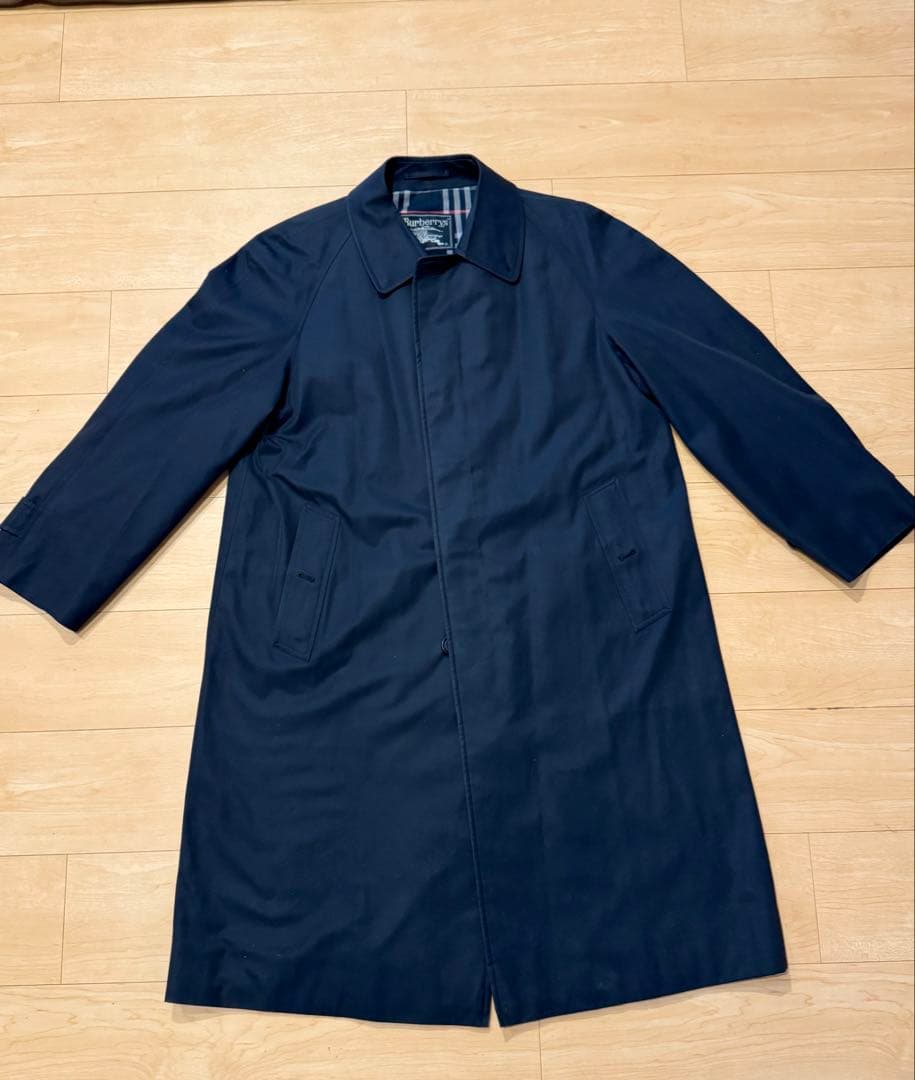 【極美品】BURBERRY ステンカラーコート ノバチェック 濃紺
